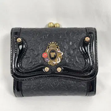 새상품급 ANNA SUI 안나수이 3단 폴더형 지갑 가죽 가마구치