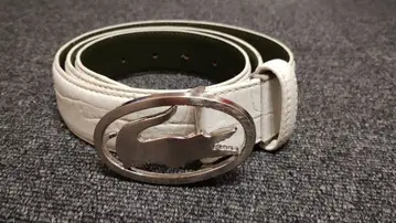 라코스테 LACOSTE 가죽 벨트 화이트 악어 엠보싱 빅 로고 버클