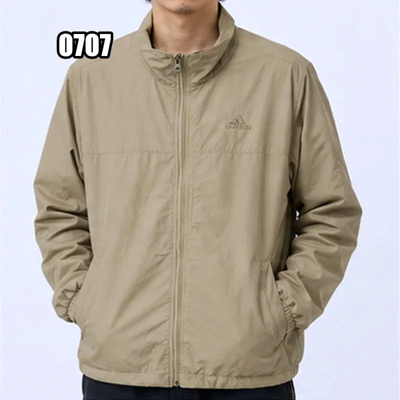 2XL 아디다스 베이지 로고 집업 바람막이 자켓