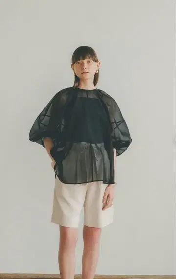 CLANE 벌룬 시어 퍼프 상의