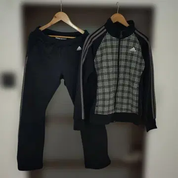 adidas 저리 상하의 세트 하운드투스 패턴 블랙 헬스장 및 러닝용
