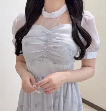 evelyn 초커 꽃무늬 롱 원피스