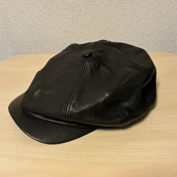 올드조 가죽 헌팅 캡 40 블랙