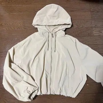 ZARA 후드 부착 집업 블루종 베이지 에크루 S 크롭