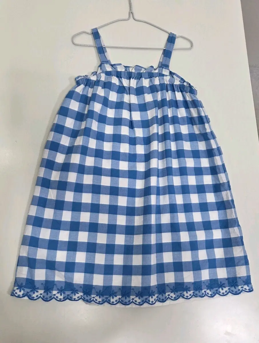 갭키즈 120 6-7y 체크 자수 원피스