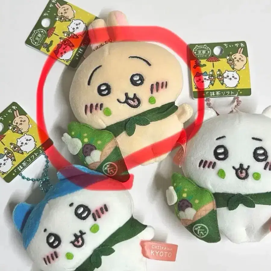 일본 교토 녹차 아이스크림 먼작귀 치이카와 봉제인형 키홀더 키링 가방고리