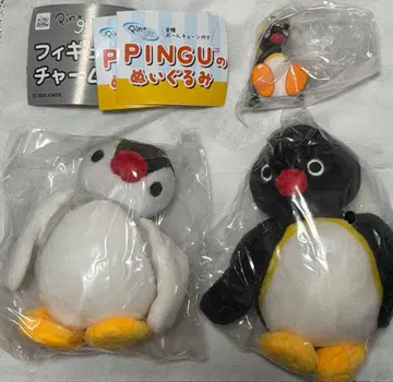 핑구 가챠 3개 세트 PINGU 봉제 인형 x 2, 피규어 참 x 1