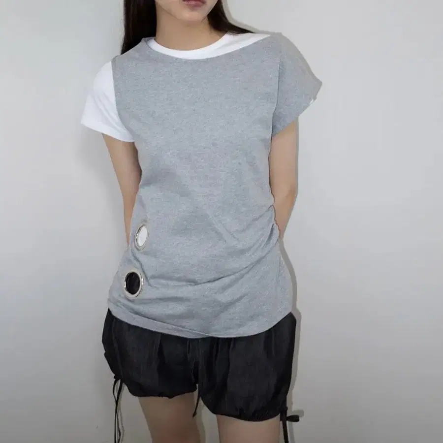 온스카 EYELET LOOSE SLEEVELESS (MELANGE)