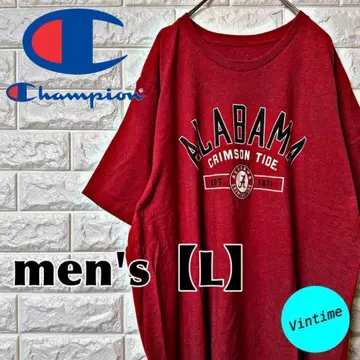 AH55 [Champion] 프린트T셔츠 [남성용L] 레드