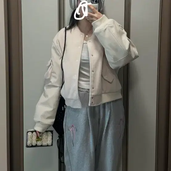 남다메이드 바시티 핑크 야구잠바 야구점퍼 캠퍼스룩