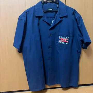 XLARGE 반팔 셔츠 네이비 자수 로고