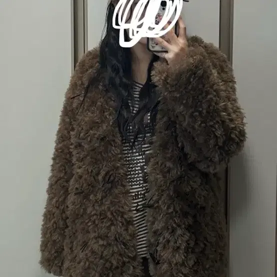 뉴뉴 뽀글이 퍼자켓 브라운 떡볶이코트