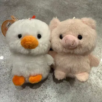 한가로운 나날 닭 돼지 봉제 인형 2세트 택 포함 약 17cm
