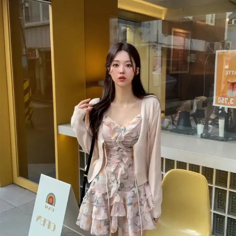 발레코어 복숭아 프릴원피스