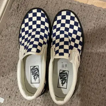 vans 체크 무늬 블루