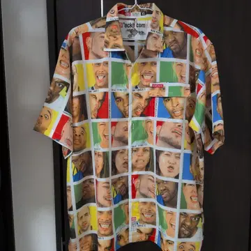 레어 Ecko Unltd. 반팔 셔츠 XL 외국인 기괴한 얼굴 올 패턴