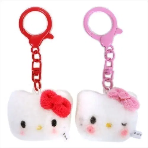 일정 키티 얼굴 봉제 키링 2p