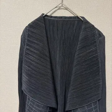 버튼리스 가디건(M) 블랙 드레이프 칼라 엘레강트 주름 플리츠