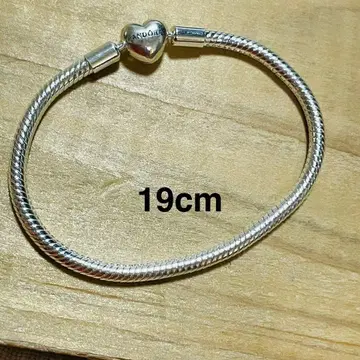 PANDORA 18cm 하트 클래스프 스네이크 체인 팔찌