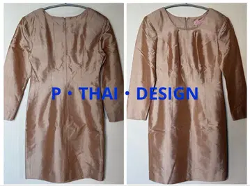 P THAI DESIGN 실크 100% 원피스 베이지 [미사용에 가까움]