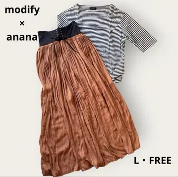 코디 세트 보더 x 플리츠 스커트 modify anana L 돌려입기