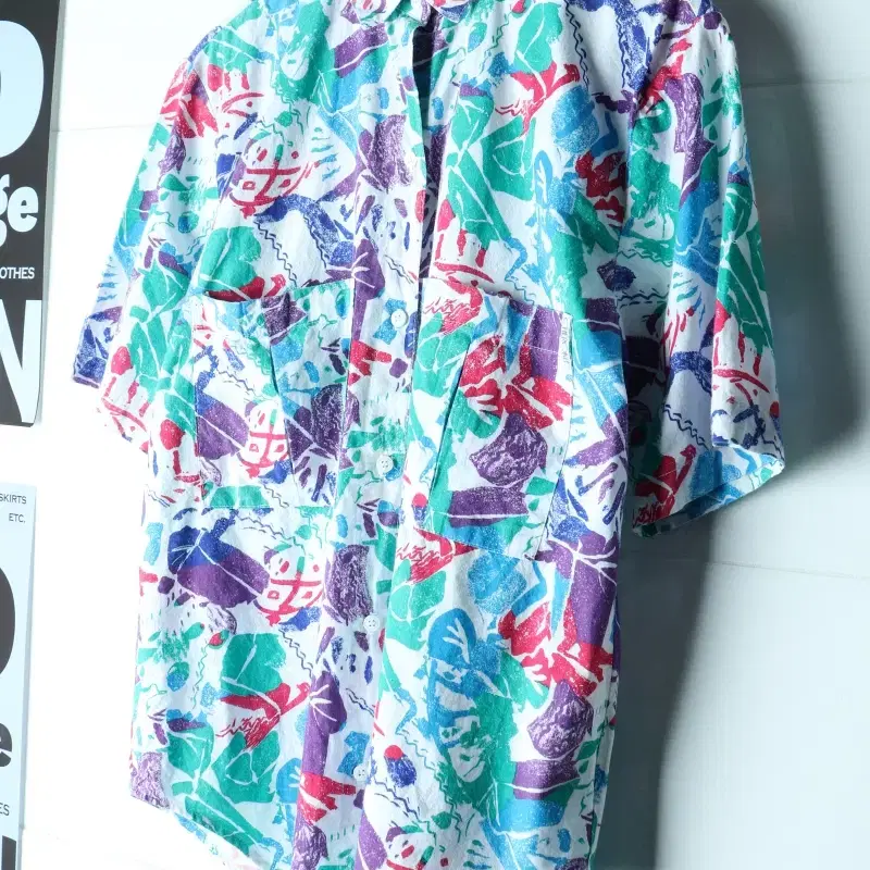 (M-L) 체로키 반팔셔츠 남방 90S 년대 USA 패턴-H35051