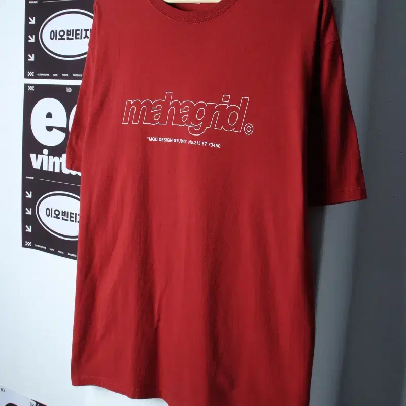 (L-XL) 마하그리드 반팔 티셔츠 빅로고 버건디 올드스쿨-H35107