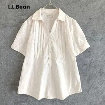 L.L.Bean 엘엘빈 면 100% 반팔 셔츠 블라우스 스트라이프
