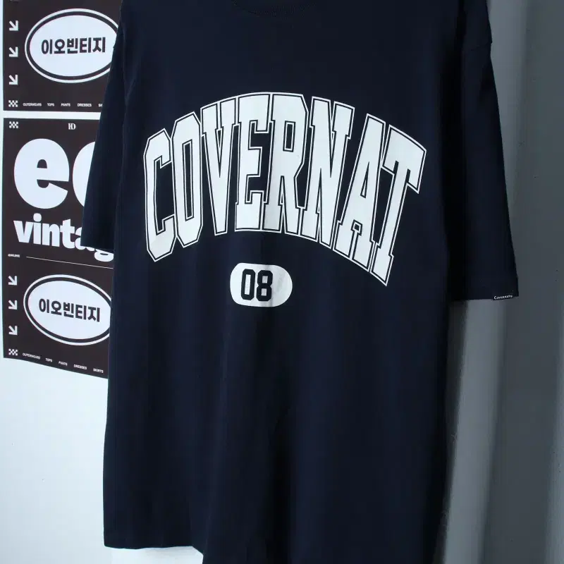 (L-XL) 커버낫 반팔 티셔츠 빅로고 네이비 올드스쿨-H35138