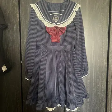 Secret Honey 스트라이프 세일러 카라 원피스 네이비