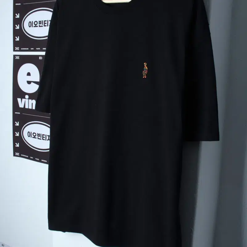 (L-XL) 파르티멘토 반팔 티셔츠 오버핏 블랙 올드스쿨-H35154