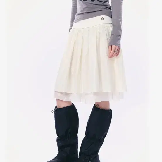 셋업이엑스이 CHIFFON LAYERED SKIRT / CREAM