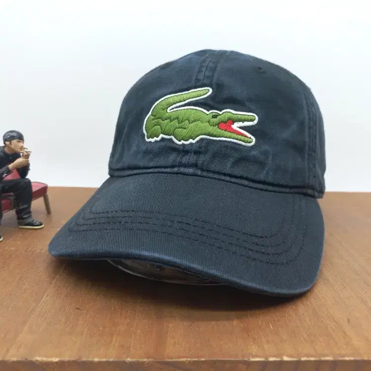 LACOSTE 빈티지 볼캡 모자 라코스테 클래식 빅크록 자수 로고 네이비