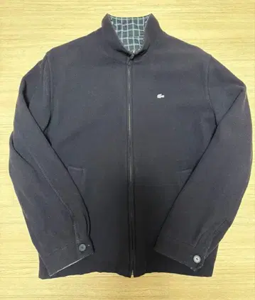 새상품급 1990s LACOSTE 울 집업 블루종 리버서블 다크 네이비
