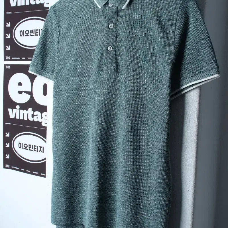 (L-XL) 빈폴 반팔 카라 티셔츠 슬림핏 링거 그린 올드스쿨-H3516