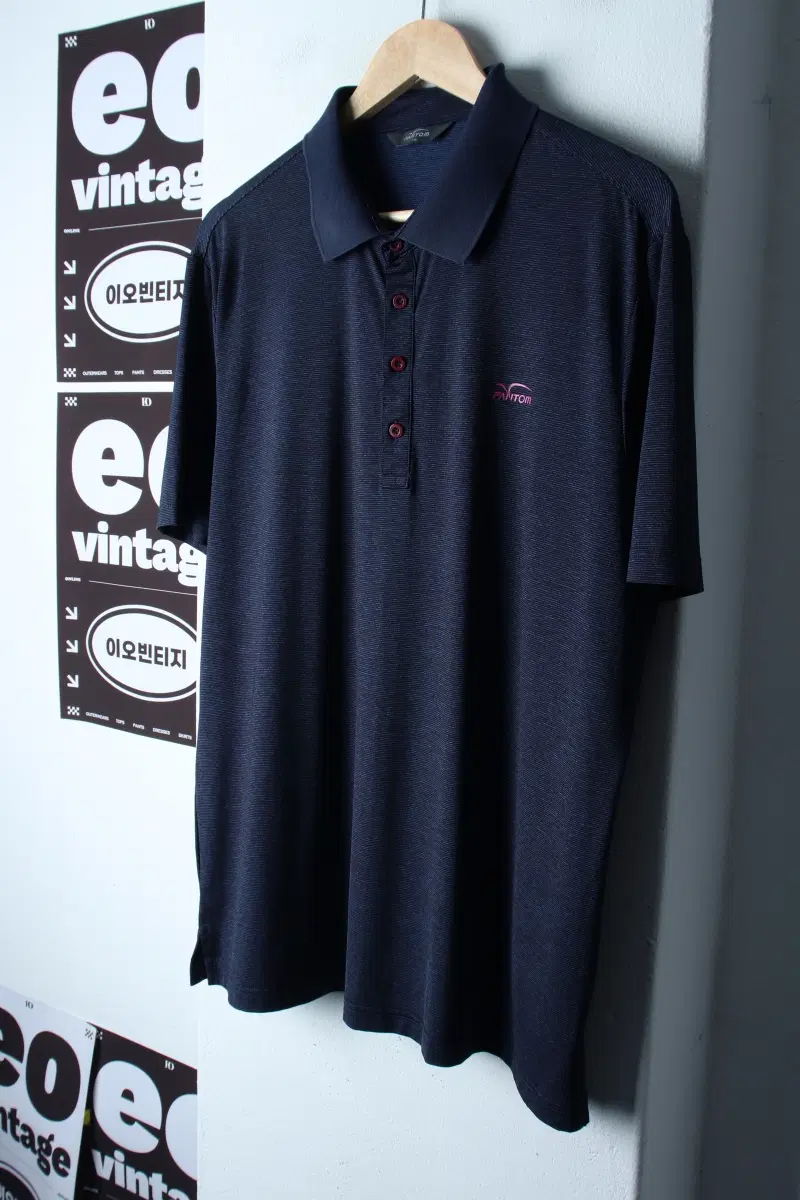 (2XL) 팬텀 반팔 카라 티셔츠 빅사이즈 기능성 골프 네이비-H3516