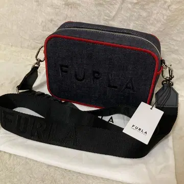 미사용 새상품 FURLA 훌라 숄더백 카메라백 데님 로고
