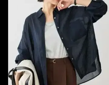 로페피크닉 블라우스 셔츠 2WAY 시어 접촉 냉감 네이비 다크 네이비