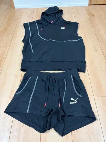 PUMA 슬리브리스 후드티 숏팬츠 셋업