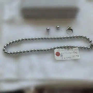 모조 진주 목걸이 반지 귀걸이 3종 세트