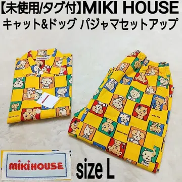 미사용/택 포함 MIKI HOUSE 캣&도그 파자마 셋업 올 패턴