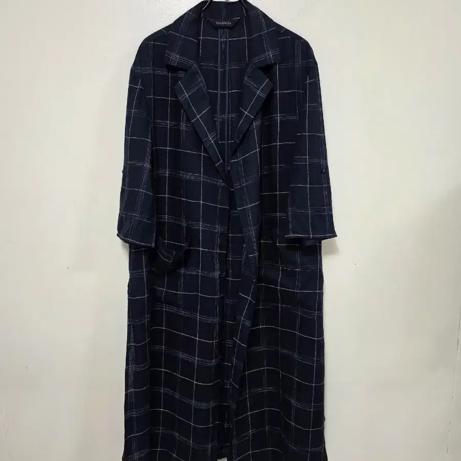 발렌시아 체크 롱 린넨자켓.260710