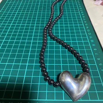 GEORG JENSEN 925S 하트탑 헤마타이트볼 목걸이