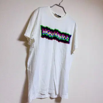 DSQUARED2 글리치 로고 티셔츠 화이트 M