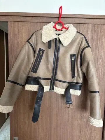 ZARA 페이크 무스탕 숏 자켓 XS 모카
