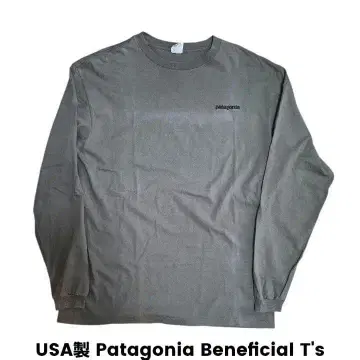 USA제 Patagonia Beneficial T's L 올리브 자수 로고