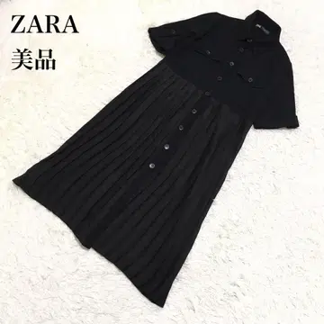 ZARA 자라 원피스 셔츠 플리츠 반팔 블랙 M U490