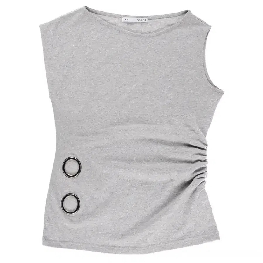 온스카 onska EYELET LOOSE SLEEVELESS (MELANGE) 아일릿 모카 착용