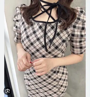 evelyn 에블린 체크컷 OP 롱 원피스