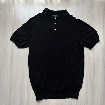 [ 새상품급 ] BEAMS F 니트 피케 셔츠 블랙 이탈리아제